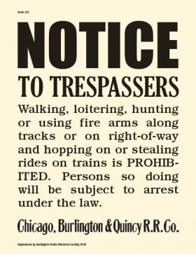 New Project: CB&Q Trespassing Sign
